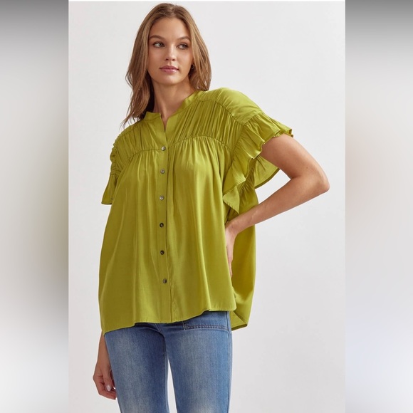 entro Tops - Entro Gabby Ruffle Sleeve Top